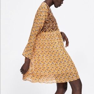 Zara Amy Floral Mini Dress - Yellow Floral